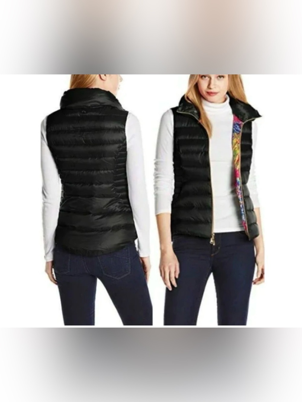 Lilly Pulitzer Black Quilted Down Puffer Vest
